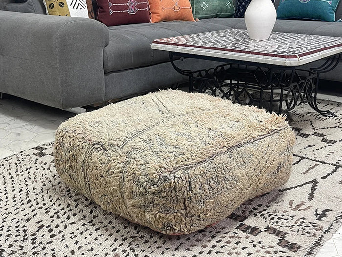 Parliament Hill Kilim Pouf by Bazarugs — Handmade Moroccan Ottoman