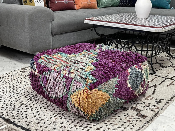Bazarugs Purpla Magic — Handwoven Kilim Pouf