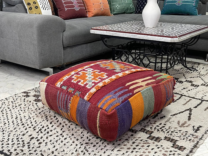 Bazarugs Moroccan Kilim Pouf — Seville Alcazar