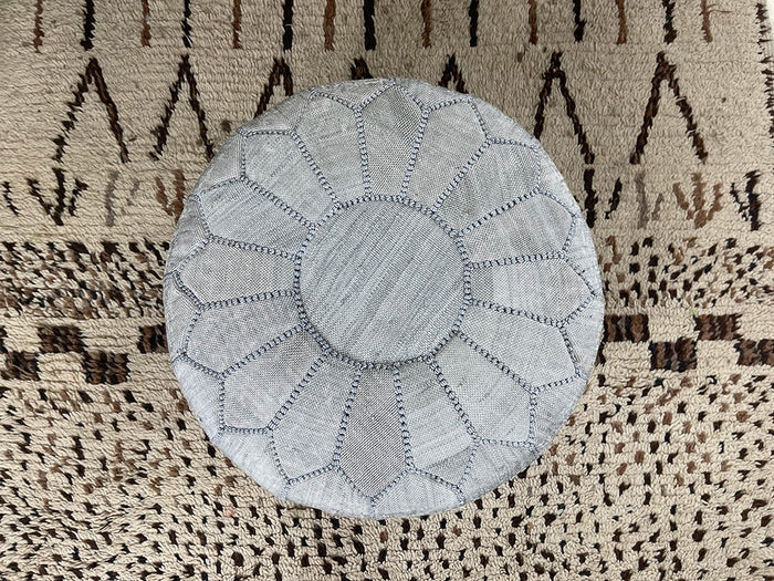 Bazarugs Moroccan Cactus Silk Pouf — Silver Mist