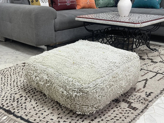 Wanaka Glacier Kilim Pouf by Bazarugs — Handmade Moroccan Ottoman