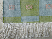 Checkered Green and blue cactus silk Rugs