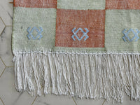 Checkered Orange and Green cactus silk Rugs