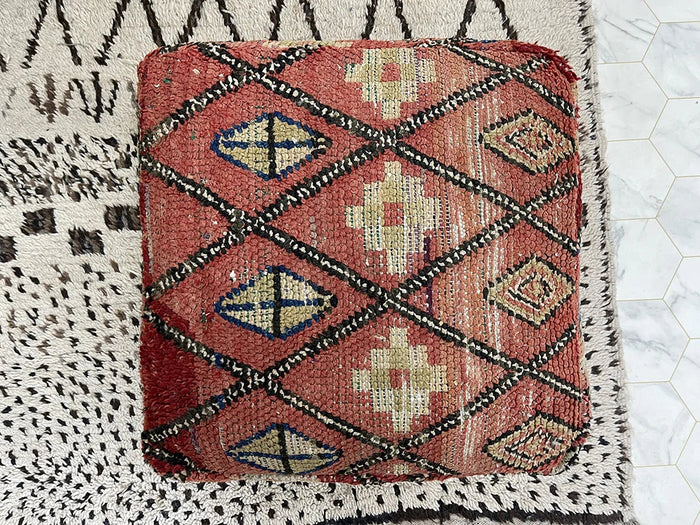 Hot Ginger Kilim Pouf by Bazarugs — Handmade Moroccan Ottoman