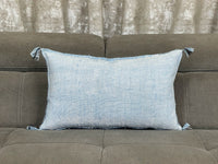 Blue Handwoven Moroccan pillow with colorful Berber patterns