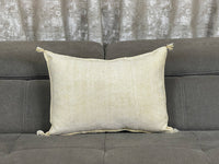 Yellow Handwoven Moroccan pillow with colorful Berber patterns