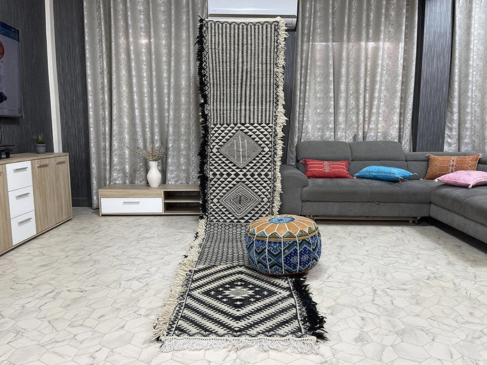 Bazarugs Kimiko — Handwoven Beni Ourain Rug, 2x13 ft