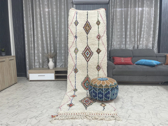 Bazarugs Machiaki Kaleidoscope — Handwoven Beni Ourain Rug, 3x9 ft
