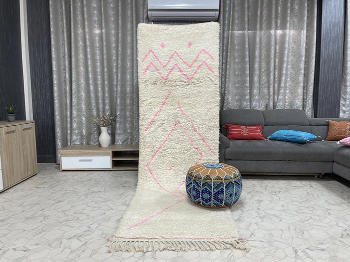 Bazarugs Luxury Beni Ourain Rug in Pink Zephyr, 3x10 ft