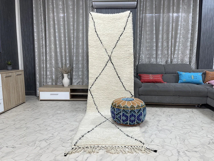 Bazarugs Zwen Monochrome — Handwoven Beni Ourain Rug, 3x9 ft