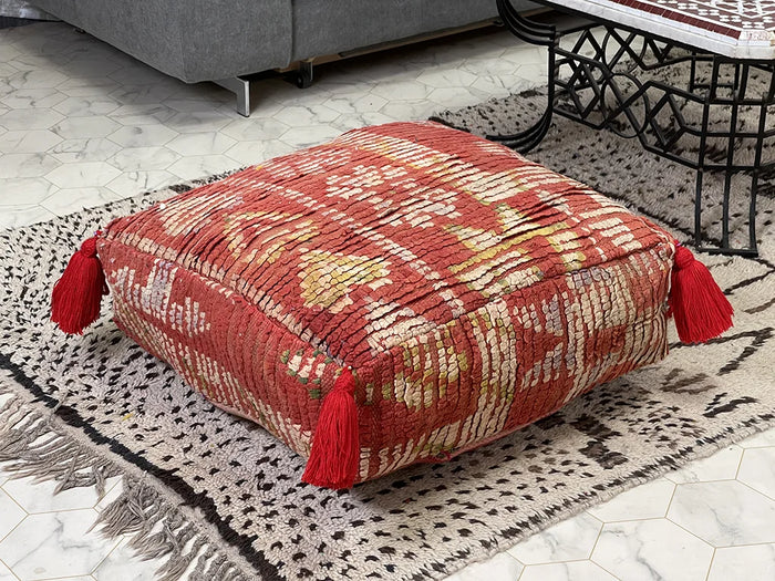 Ecstatic Earth Kilim Pouf by Bazarugs — Handmade Moroccan Ottoman