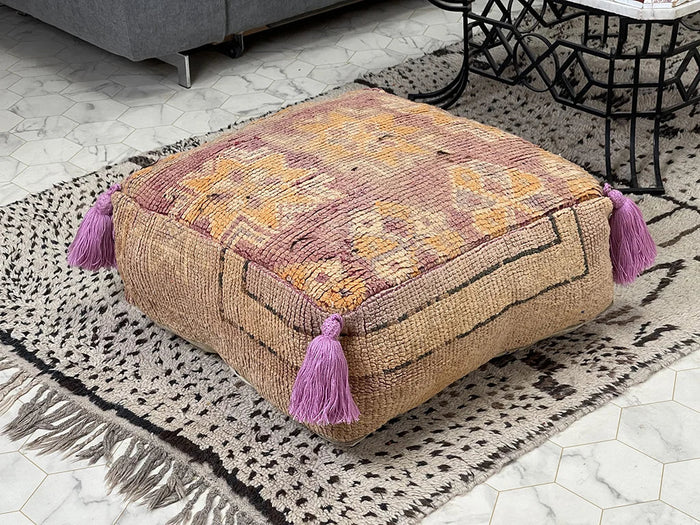 Libyan Luster Kilim Pouf by Bazarugs — Handmade Moroccan Ottoman