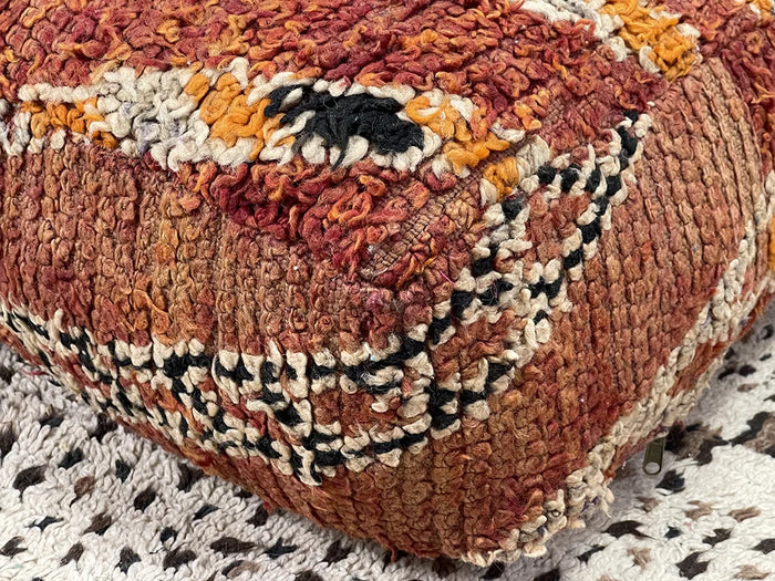 Azi Brebeded Kilim Pouf by Bazarugs — Handmade Moroccan Ottoman