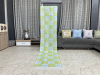 Checkered Green and blue cactus silk Rugs