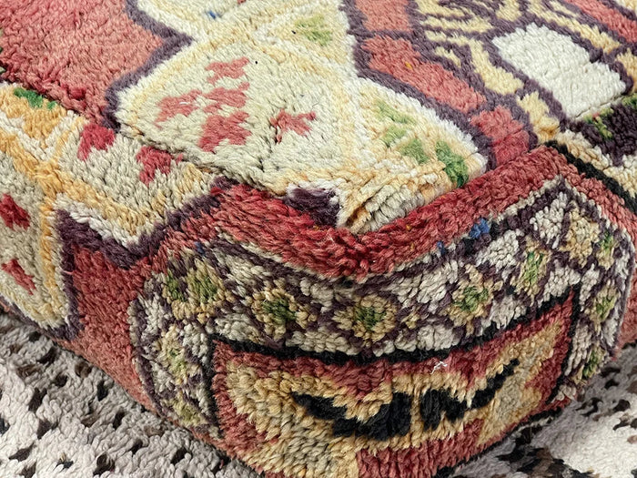 Citrine Comfort Kilim Pouf by Bazarugs — Handmade Moroccan Ottoman