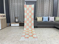 Checkered Orange and Green cactus silk Rugs