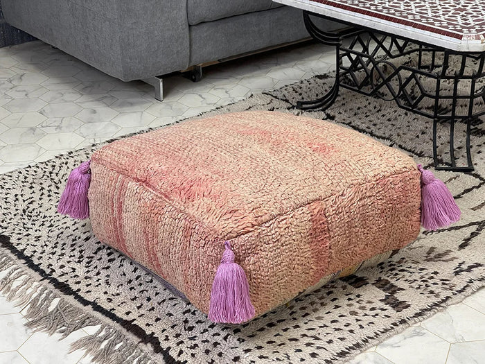 Île Saint-Louis Kilim Pouf by Bazarugs — Handmade Moroccan Ottoman
