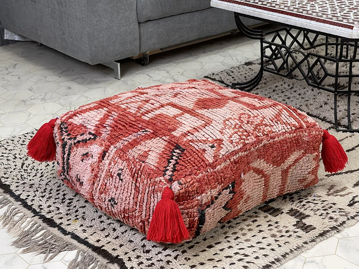 Bazarugs Lexington Red — Handwoven Kilim Pouf