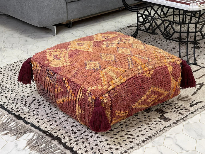Merry Mocha Kilim Pouf by Bazarugs — Handmade Moroccan Ottoman