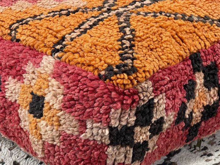 Bazarugs Moroccan Kilim Pouf — Onyx Sunset