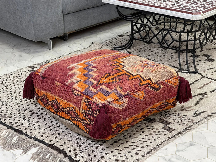 Bazarugs Spicy Cinnamon — Handwoven Kilim Pouf