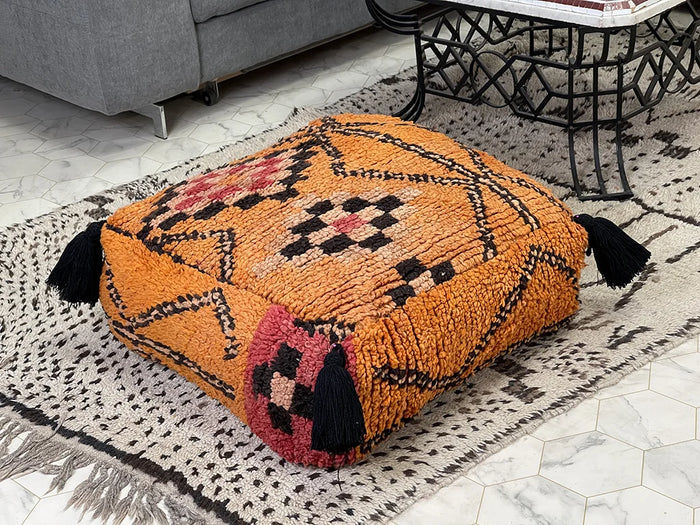 Bazarugs Moroccan Kilim Pouf — Tangerine Dream