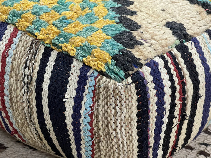 Topping Butter Kilim Pouf by Bazarugs — Handmade Moroccan Ottoman