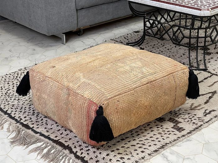 Bazarugs Apricot Dreams — Handwoven Kilim Pouf