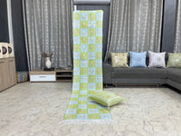 Checkered Green and blue cactus silk Rugs