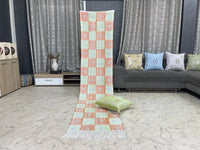 Checkered Orange and Green cactus silk Rugs