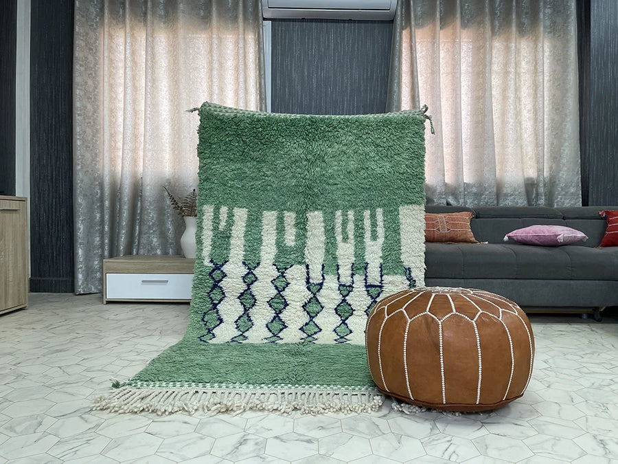 green Custom moroccan rug