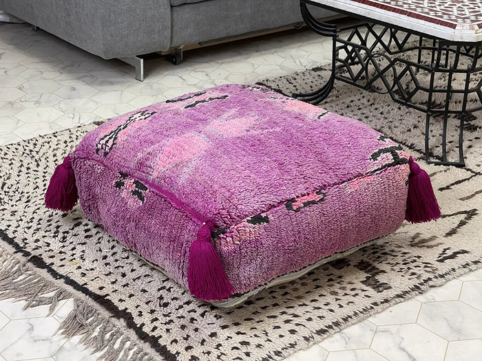 Bazarugs Moroccan Kilim Pouf — Pomegranate Tone