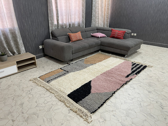Desert Mirage Rug by Bazarugs — Authentic Beni Ourain Rug, 5x7 ft