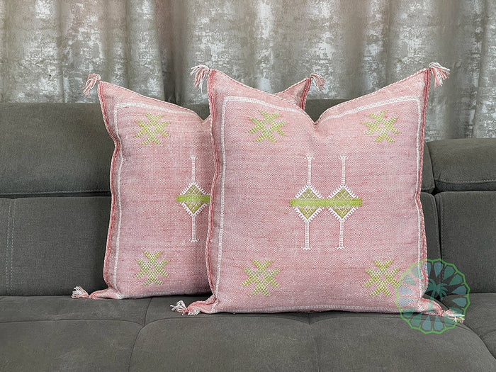 Bazarugs Whispering Rose Luxe — Handwoven Moroccan Wool Throw Pillow Cover