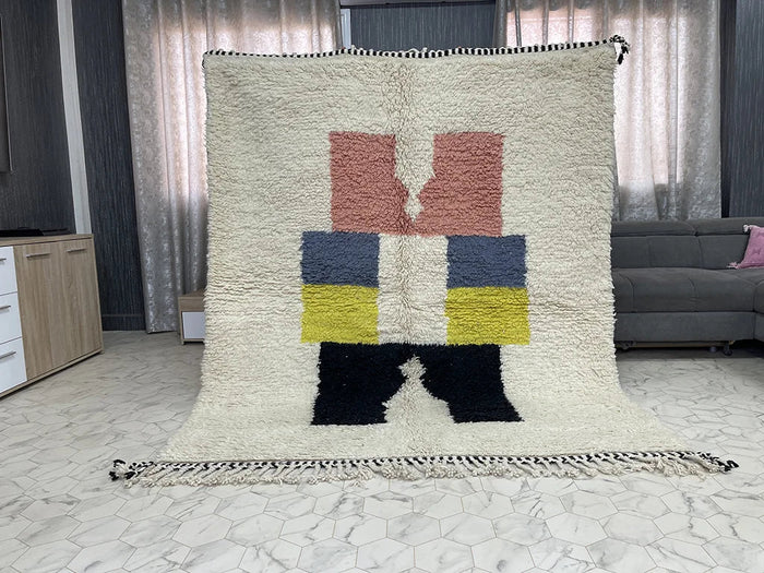 White Custom moroccan rug