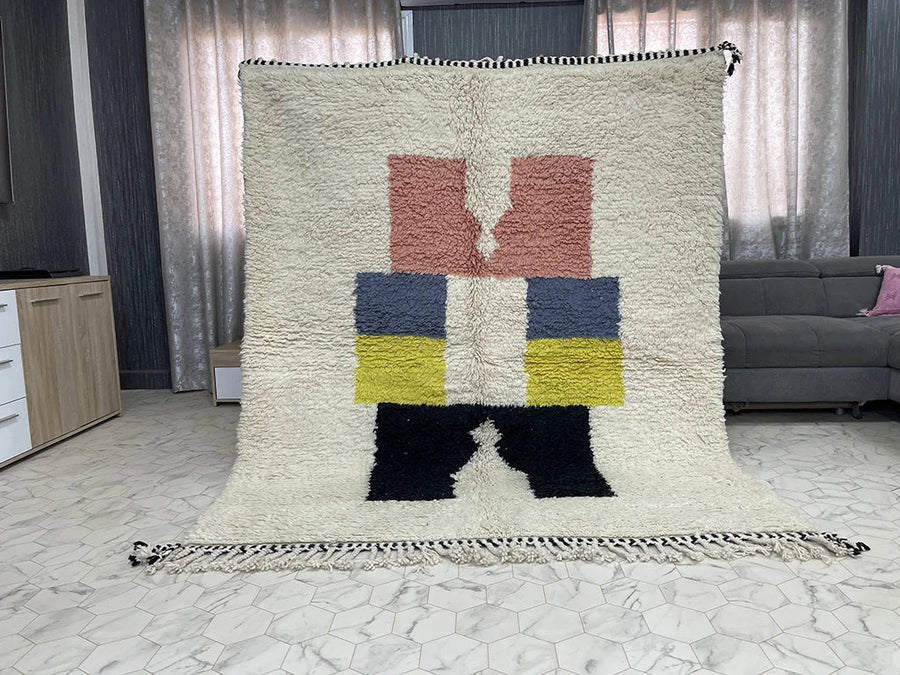 White Custom moroccan rug