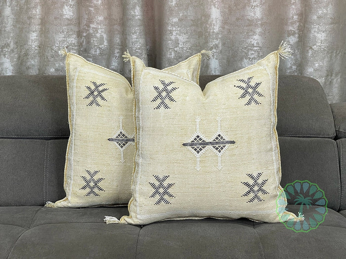Vanilla Serenity Haven Moroccan Wool Pillow Cover by Bazarugs — Handmade Moroccan Accent