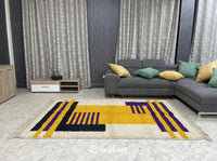 Custom Beni Ourain Rug - Handwoven Wool, Night Sky & Sunflower Diamonds