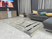 Custom Beni Ourain Rug - Handwoven Moroccan Wool in Cream & Charcoal Diamond