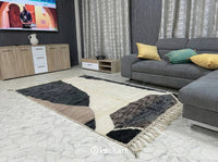Custom Beni Ourain Rug - Handwoven Moroccan Wool with Grey & Taupe Diamonds
