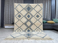 Custom Beni Ourain Rug - Handwoven Moroccan Wool with Organic Blue & Grey Pattern