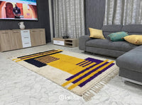 Custom Beni Ourain Rug - Handwoven Wool, Night Sky & Sunflower Diamonds