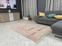 Custom Beni Ourain Rug - Made to Order Moroccan Wool with Pink Diamonds