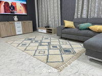 Custom Beni Ourain Rug - Handwoven Moroccan Wool with Organic Blue & Grey Pattern