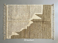 Custom Beni Ourain Moroccan Rug - Handwoven Wool Shag with Cream Base and Khaki Geometric Diamond Pattern - Made to Order