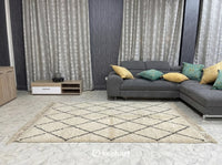 Custom Size Beni Ourain Rug - Handwoven Moroccan Wool in Cream & Charcoal