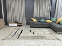 Custom Beni Ourain Rug - Handwoven Moroccan Wool in Cream & Charcoal Diamond