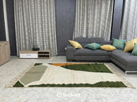 Custom Beni Ourain Rug - Olive & Sage Geometric Wool Rug - Made to Order