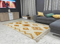 Custom Beni Ourain Rug - Saffron Yellow & Curry - Modern Asymmetric Design - Made to Order
