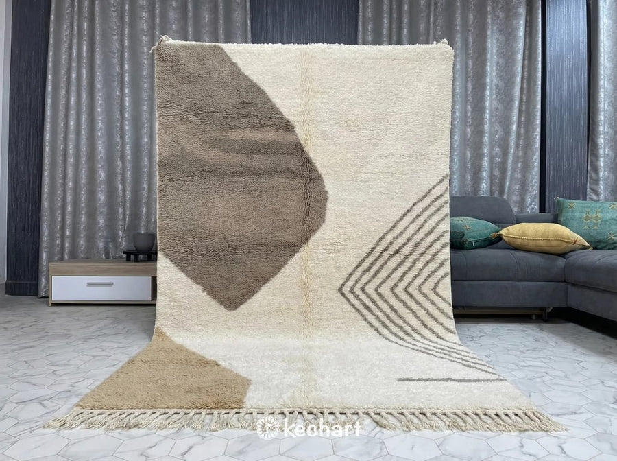 Custom Beni Ourain Rug - Made to Order Warm Taupe Geometric Wool Rug